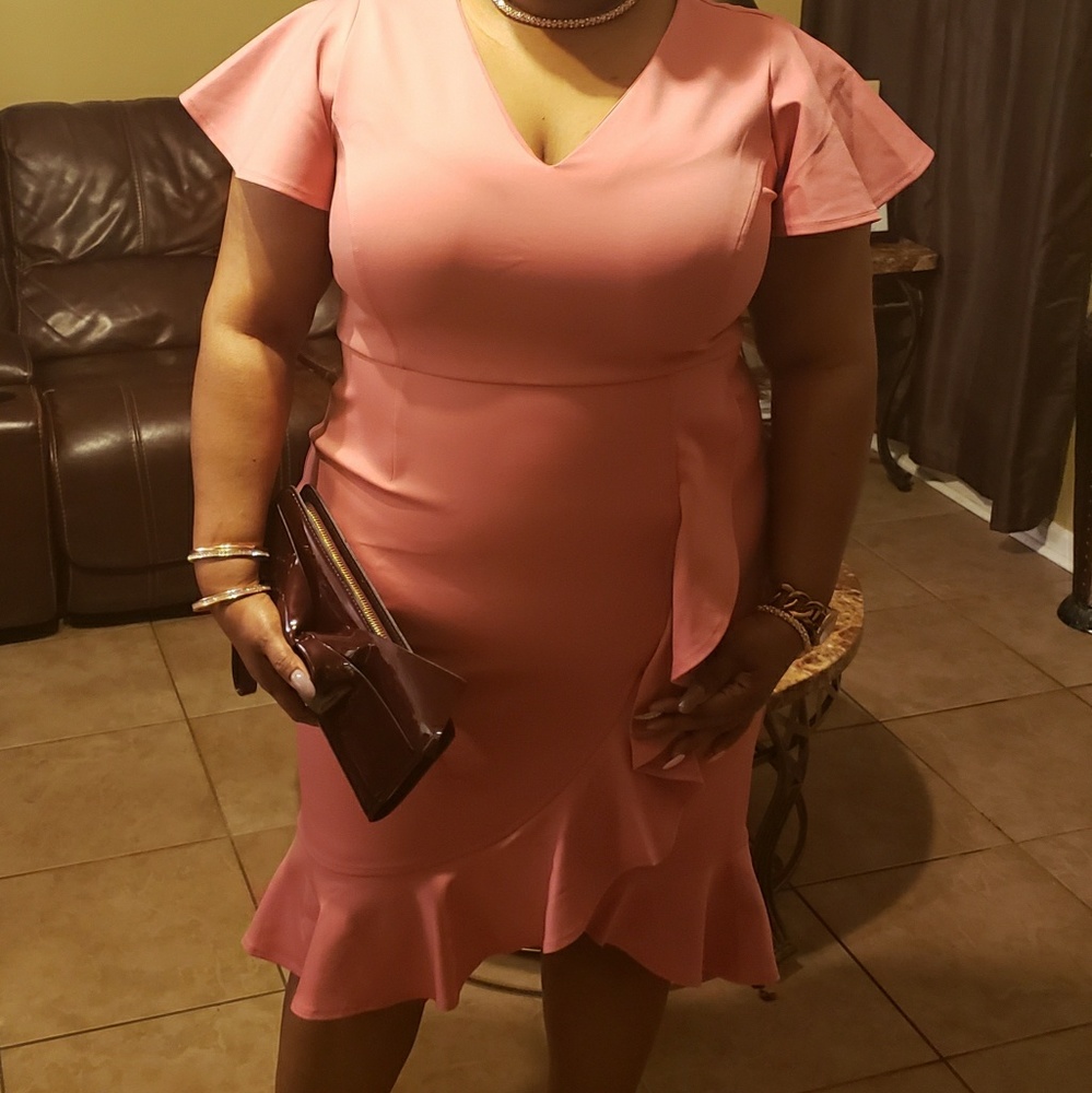Fluted Ruffle Sheath Dress